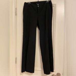 Low rise wide leg pinstripe trousers in blue and black